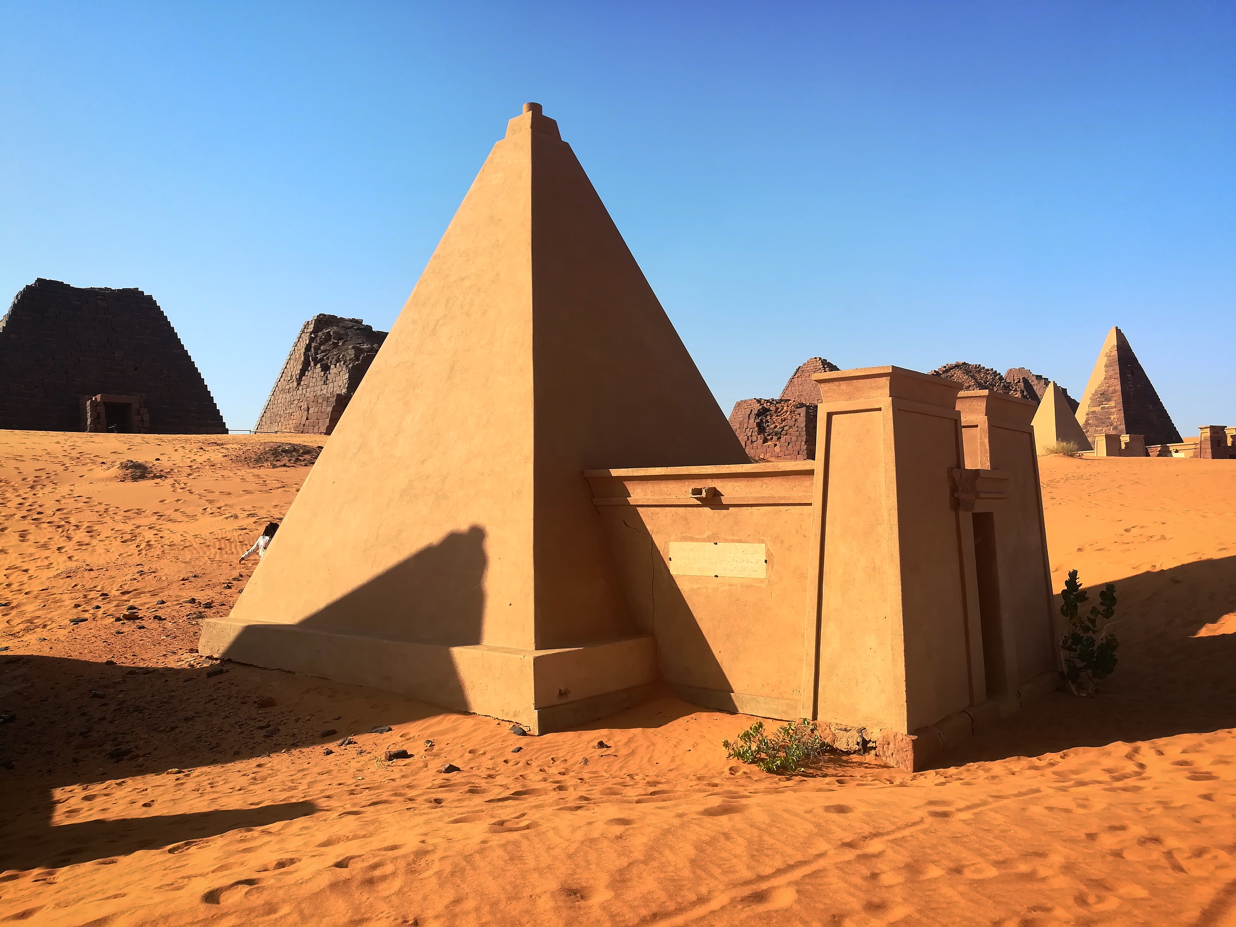 Row of pyramids at Meroë in Bajrawiya, Sudan